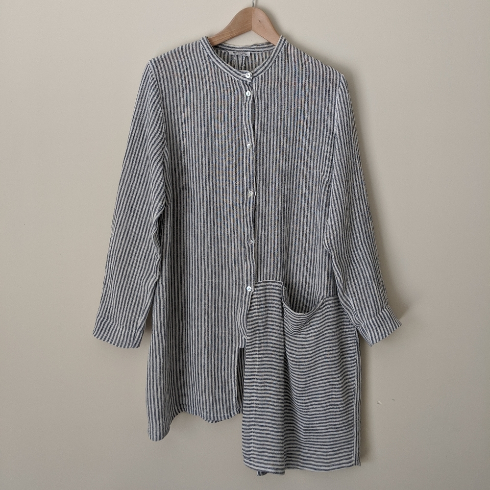 Striped Linen Tunic - Banana Blue Australia